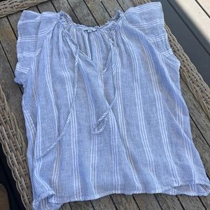 Rails Blue and White Striped Top